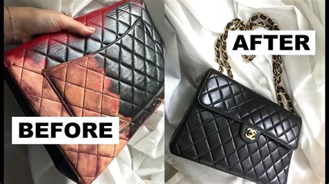 re dye chanel bag|Chanel lambskin bag restoration.